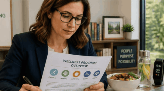 HR-manager-reviewing-wellness-program