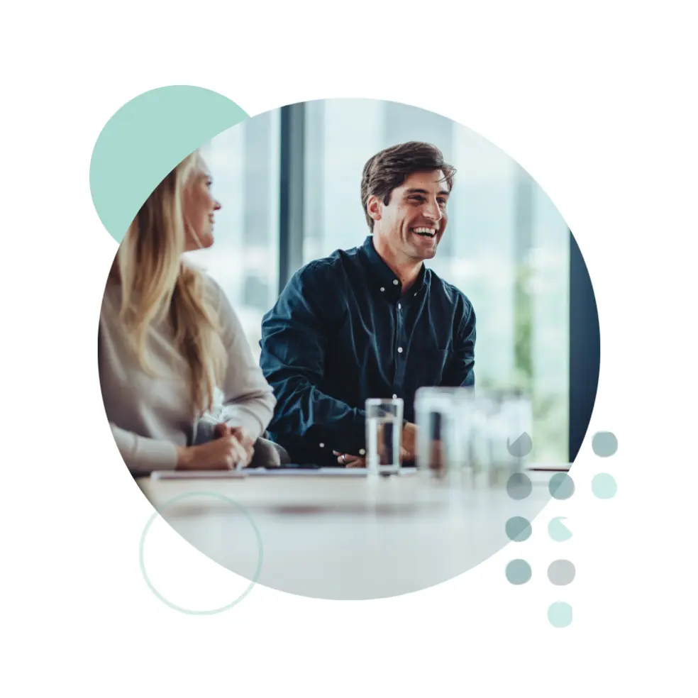 Smiling office workers composite