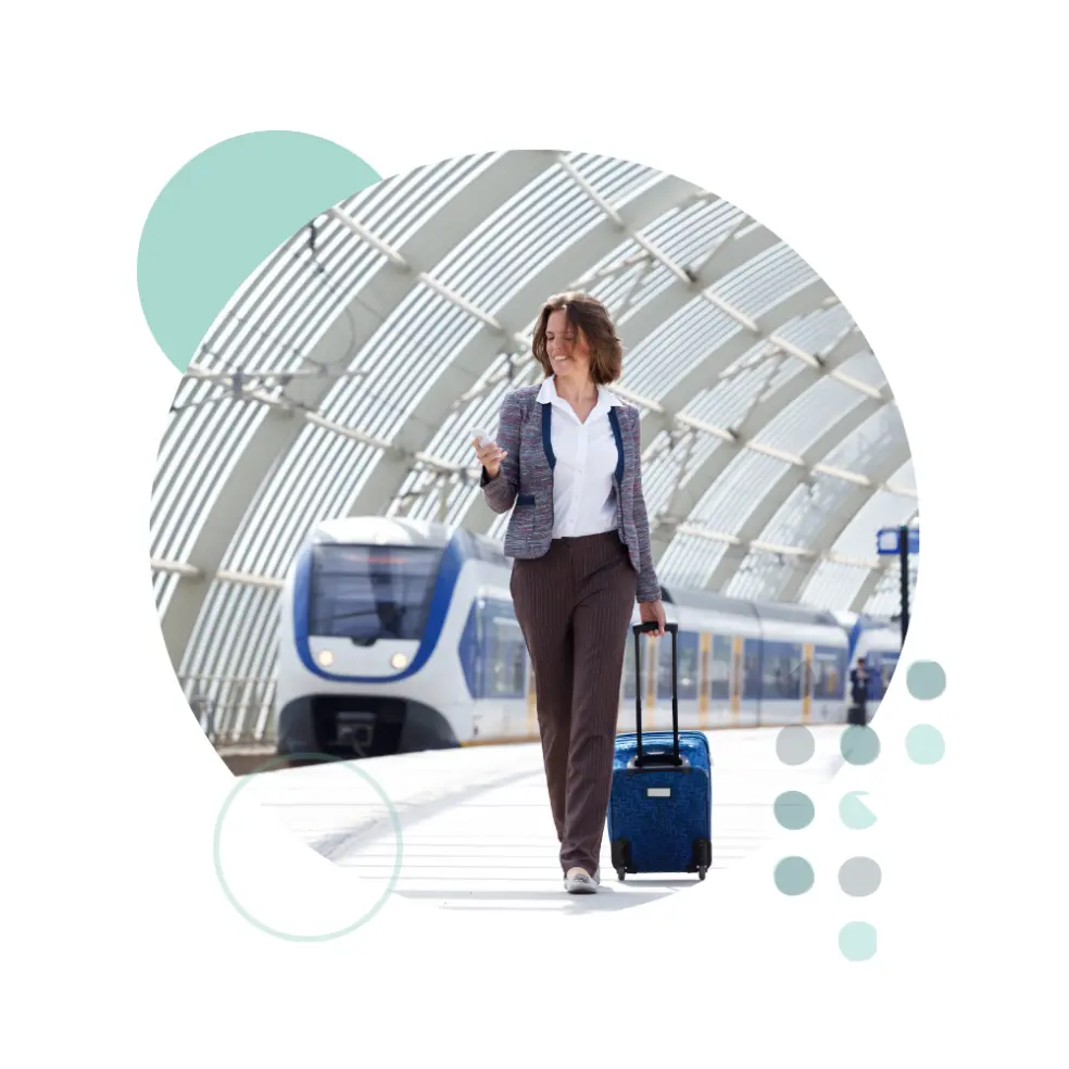 Business woman traveling composite 1