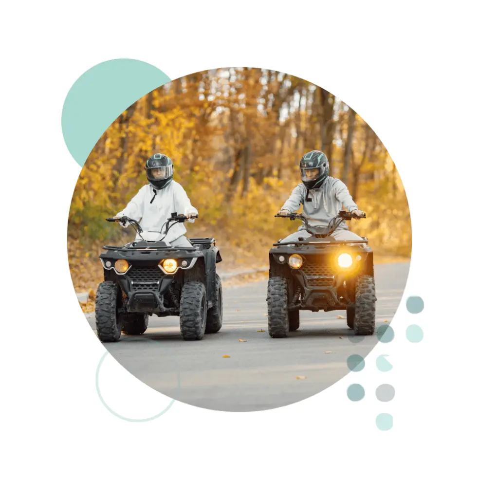 Couple riding atvs composite