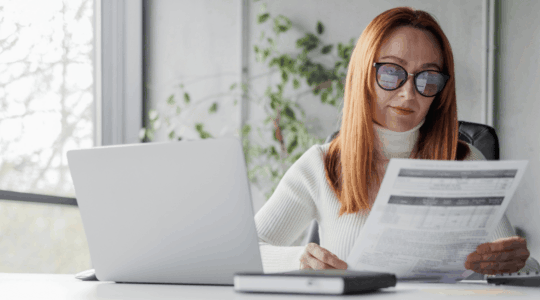 Business Woman Reviewing Documents